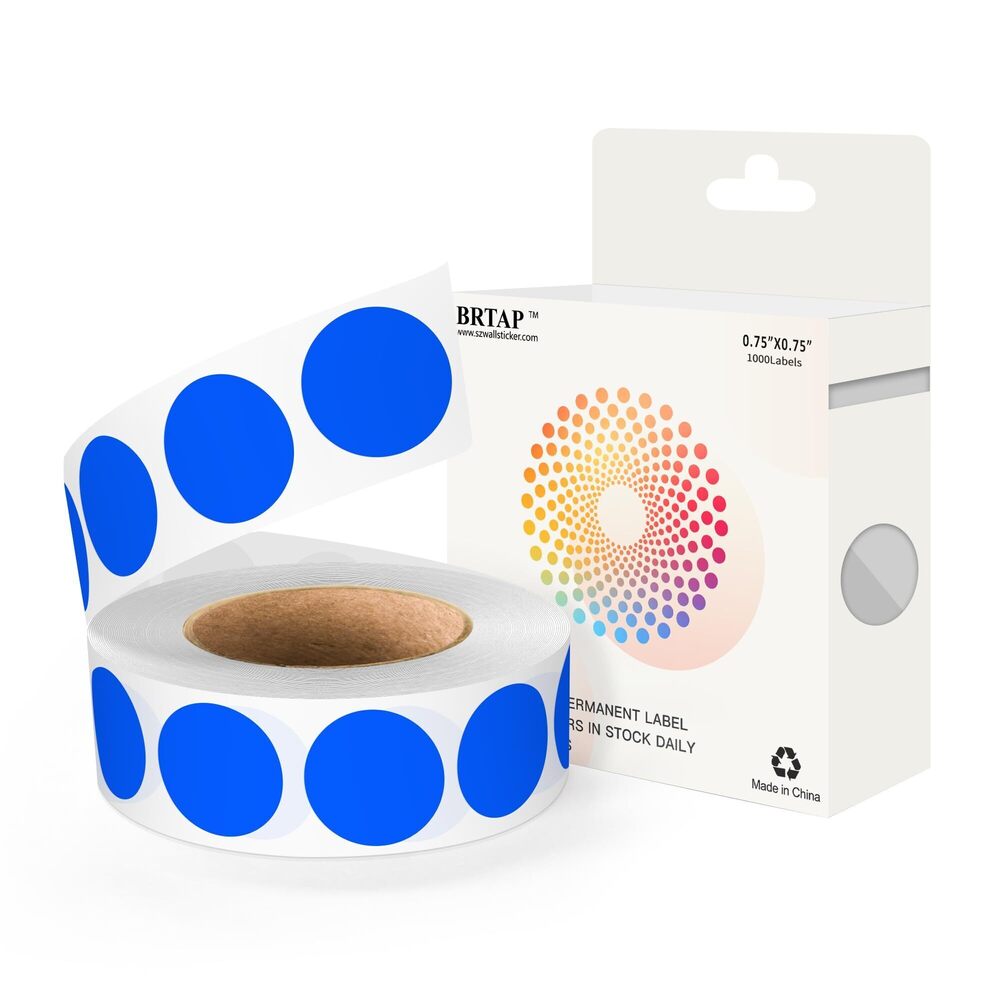 8895 1000 PCS 3/4 Inch Round Dots Color Coding Circle Stickers, Blue Dot